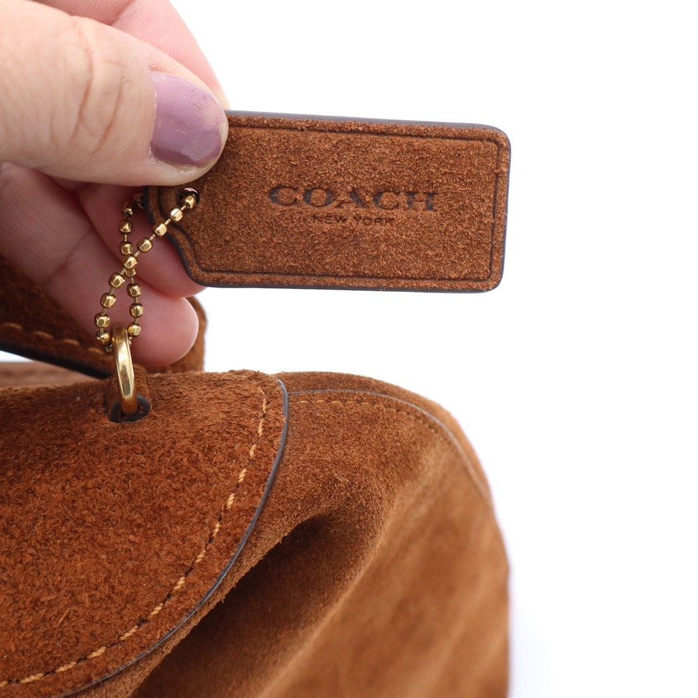Coach Brown Suede Hobo Shoulder Bag Gold Hardware IMB0032 - Picture 6 of 9